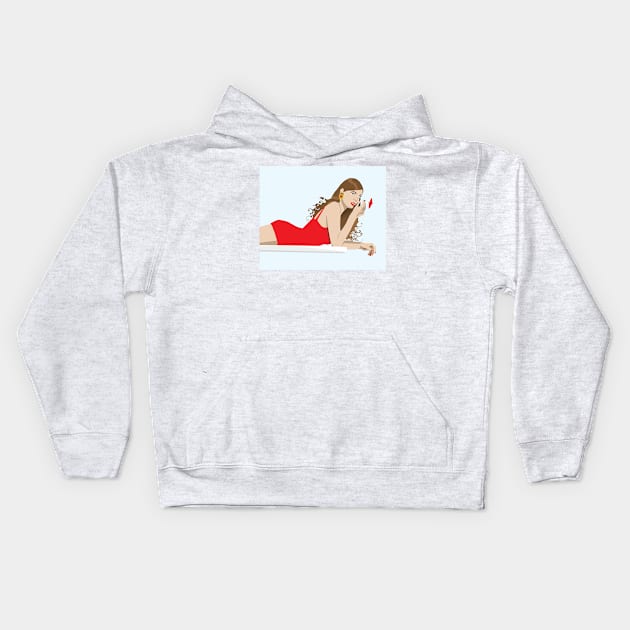 Women on a Diving Board Kids Hoodie by DickinsonDesign